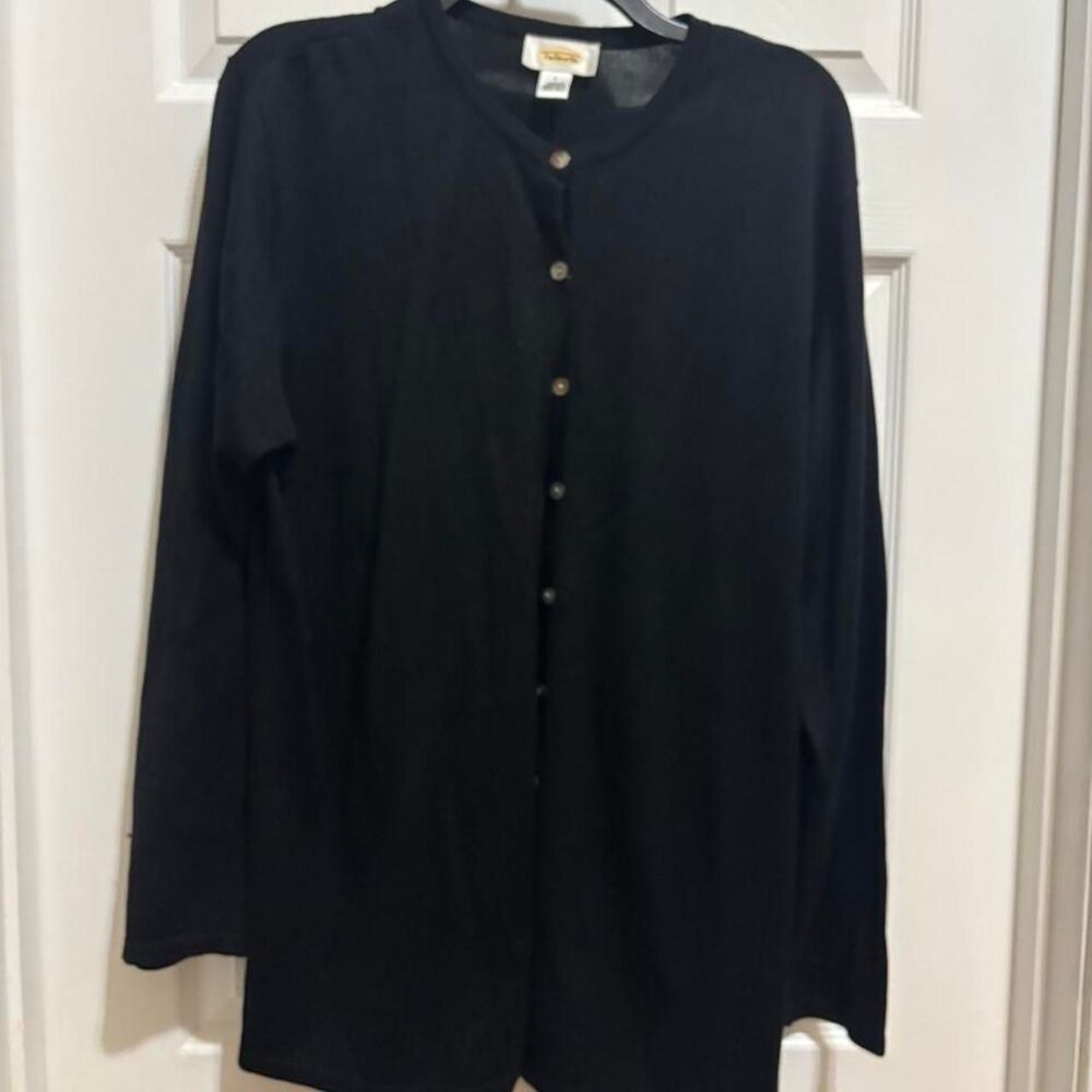 Large Talbots long black cardigan light weight